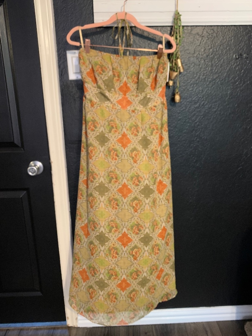 Vintage Banana Republic sz 6 Bohemian Silk Dress with a Halter Strap-festival